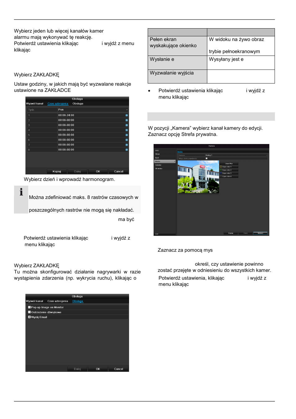 Kamera, Strefa prywatna | ABUS TVVR30004 Operating instructions User Manual | Page 375 / 569