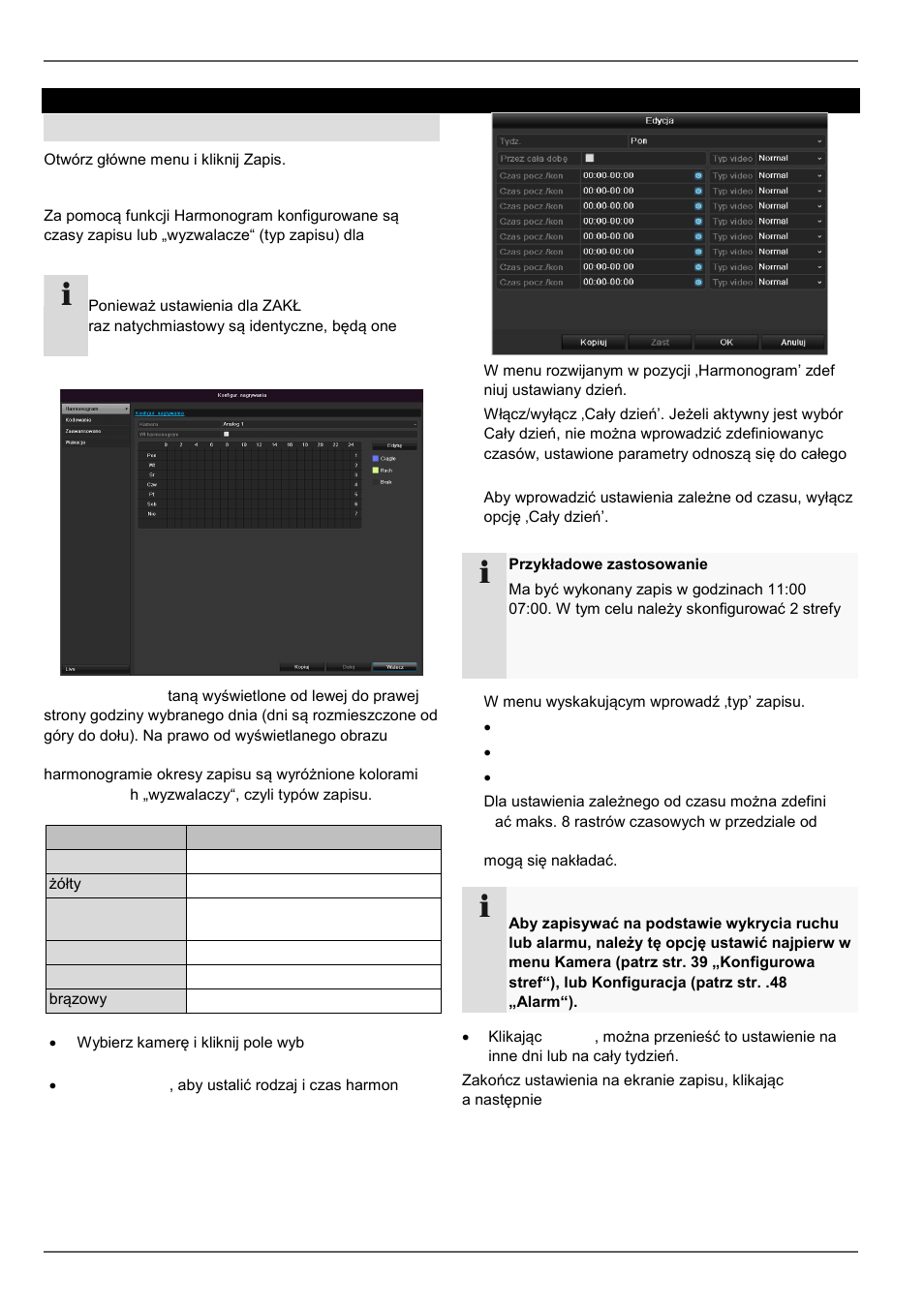 Harmonogram, Konfiguracja nagrywania, Ustawianie | ABUS TVVR30004 Operating instructions User Manual | Page 378 / 569