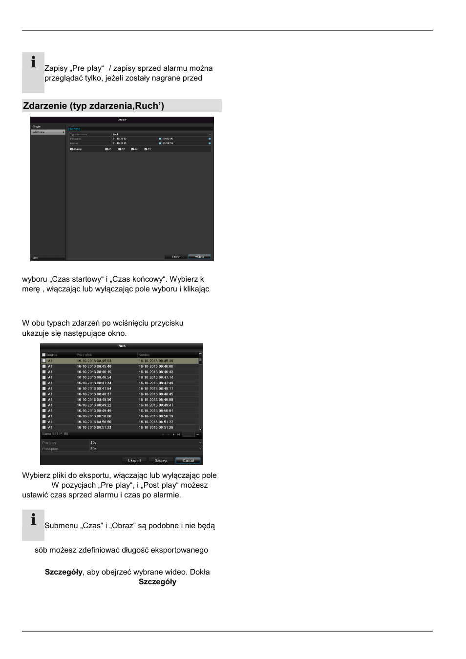Eksport, Zdarzenie (typ zdarzenia‚ruch’) | ABUS TVVR30004 Operating instructions User Manual | Page 386 / 569