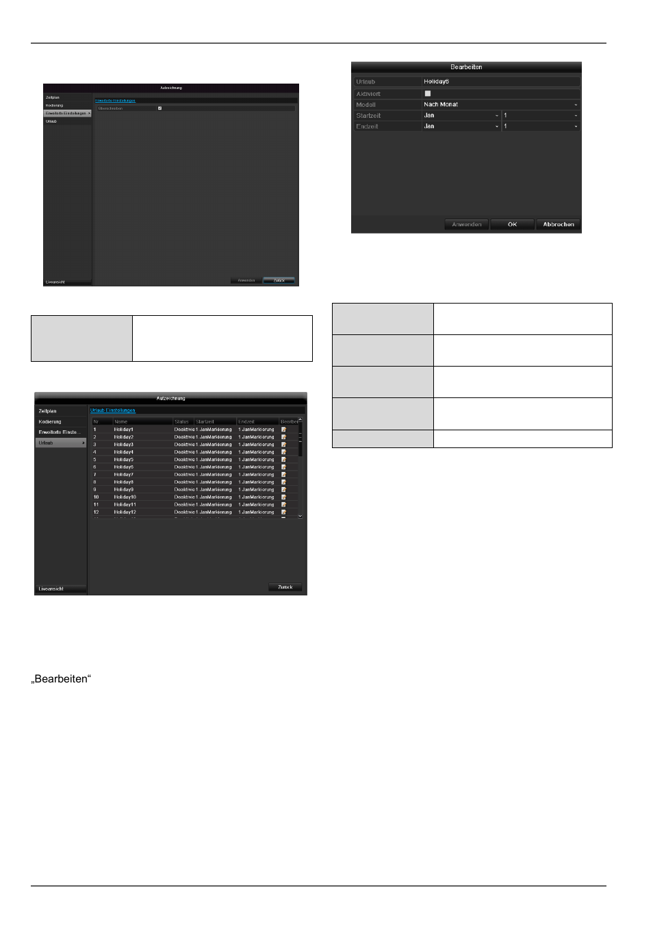 Erweiterte einstellung, Urlaub, Kodierung | ABUS TVVR30004 Operating instructions User Manual | Page 39 / 569