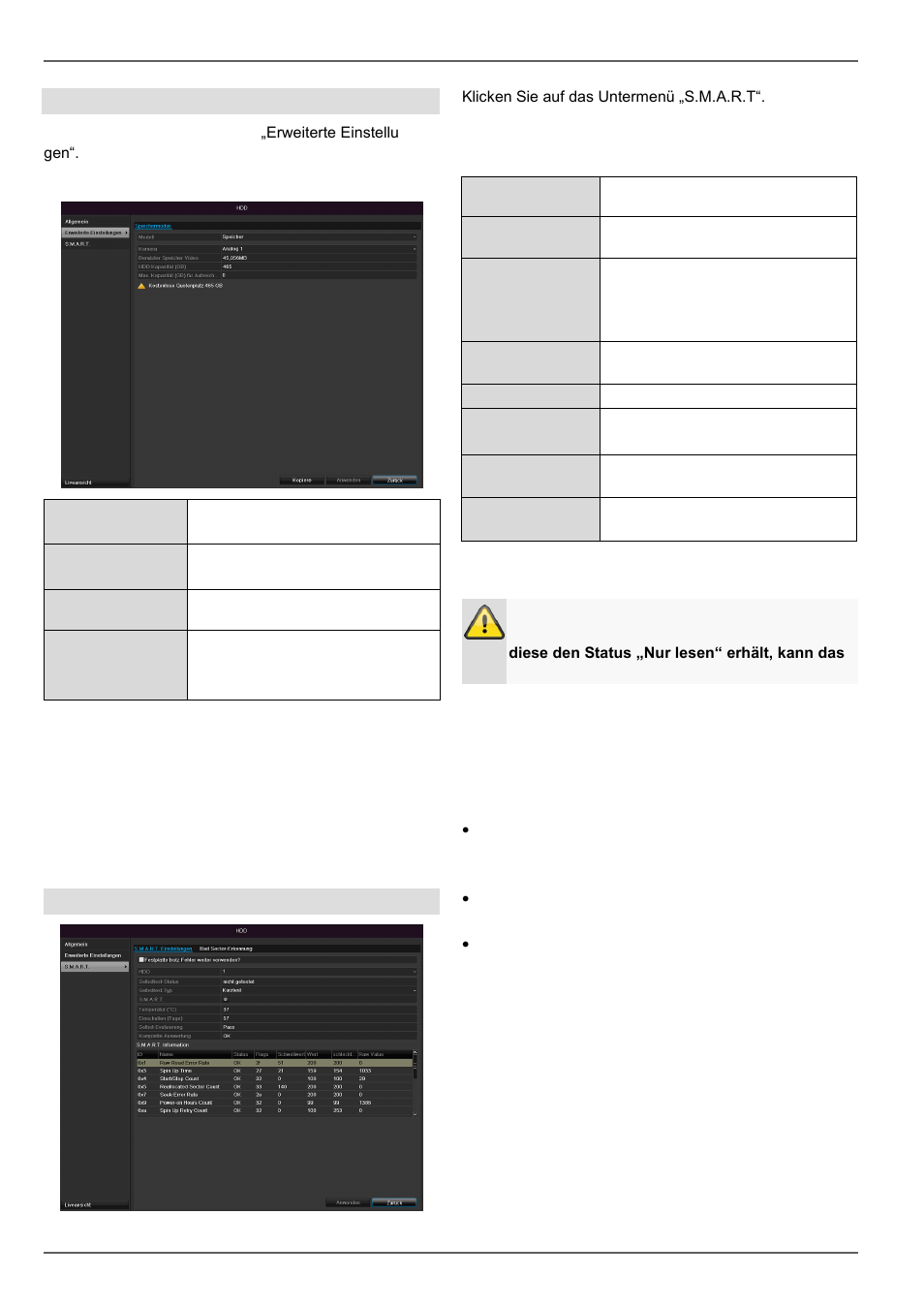 Festplattenstatus überprüfen, Festplatteneinstellungen der kameras, S.m.a.r.t | ABUS TVVR30004 Operating instructions User Manual | Page 41 / 569