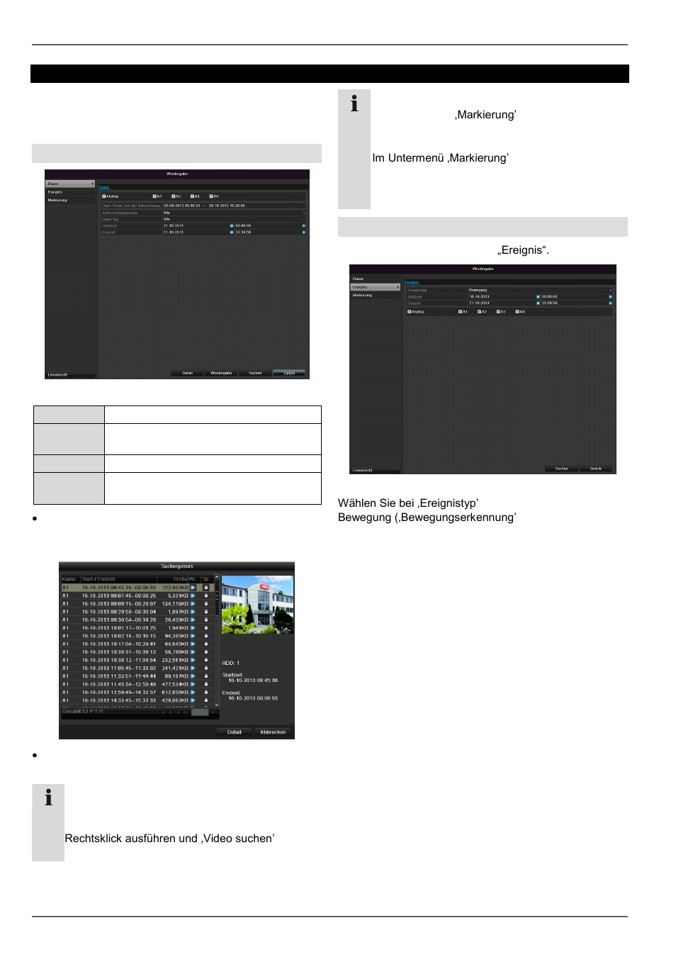 Wiedergabe, Dauer, Ereignis | ABUS TVVR30004 Operating instructions User Manual | Page 43 / 569