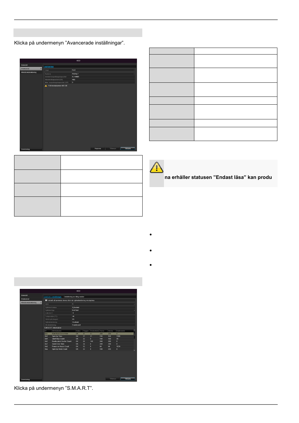 Kontrollera hårddiskens status, Konfiguration, Hårddiskinställningar för kameror | S.m.a.r.t | ABUS TVVR30004 Operating instructions User Manual | Page 439 / 569