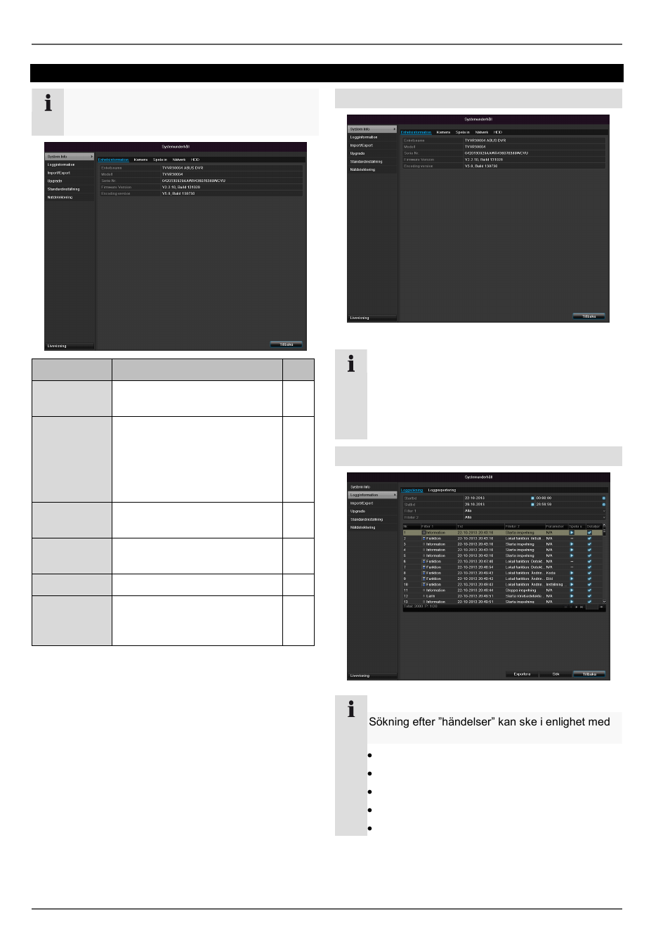 Underhåll, Systeminfo, Protokollsökning | ABUS TVVR30004 Operating instructions User Manual | Page 444 / 569