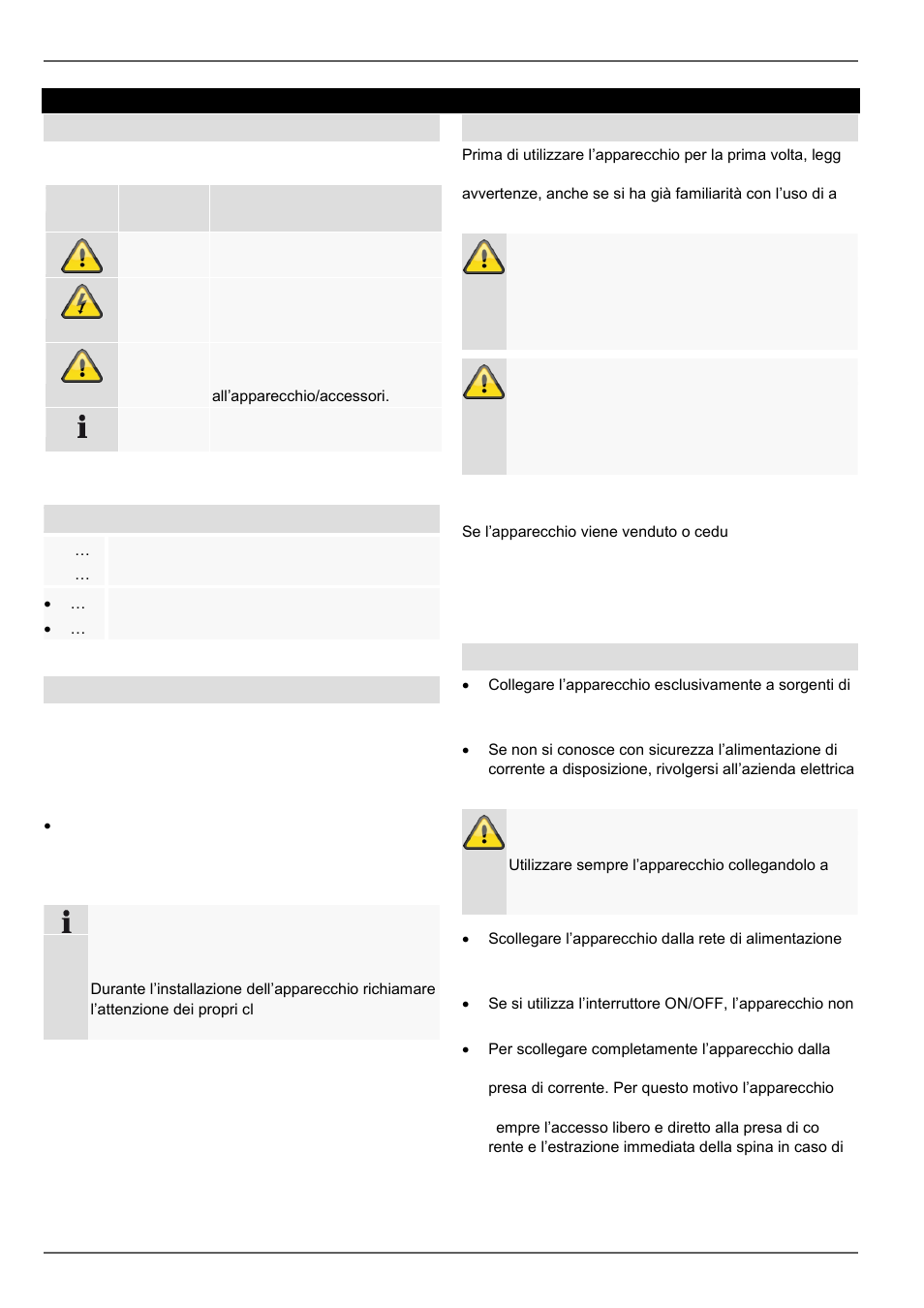 Importanti avvertenze di sicurezza, Spiegazione dei simboli, Uso conforme | Informazioni generali, Alimentazione elettrica | ABUS TVVR30004 Operating instructions User Manual | Page 465 / 569