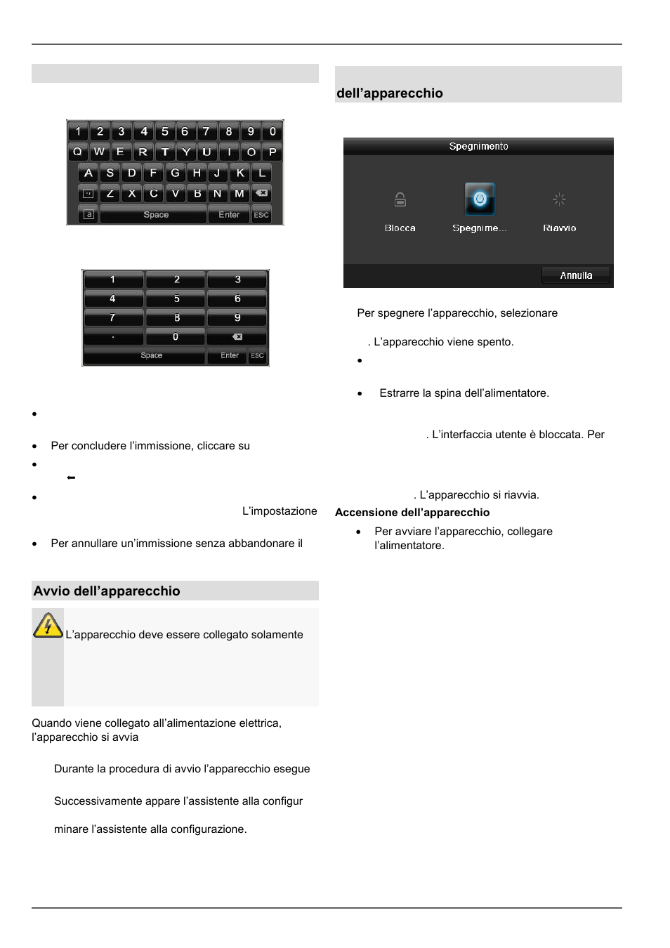 Introduzione, Tastiera su schermo, Avvio dell’apparecchio | Spegnimento, blocco e riavvio dell’apparecchio | ABUS TVVR30004 Operating instructions User Manual | Page 469 / 569