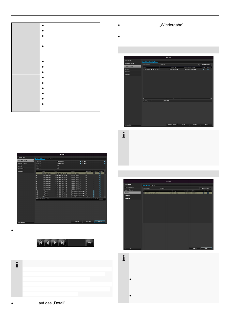 Wartung, Import / export, Update | ABUS TVVR30004 Operating instructions User Manual | Page 47 / 569