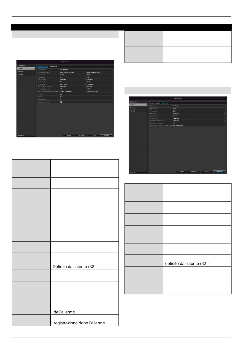 Codifica, Scheda registrazione, Scheda stream secondario | ABUS TVVR30004 Operating instructions User Manual | Page 493 / 569