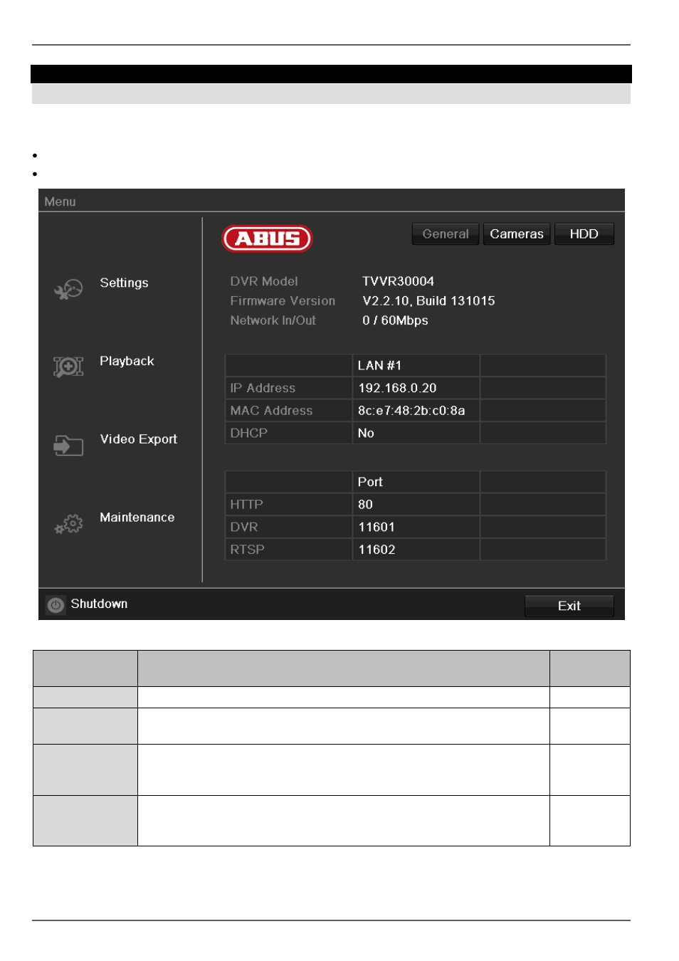 Menu description, Main menu, Menu overview | ABUS TVVR30004 Operating instructions User Manual | Page 80 / 569