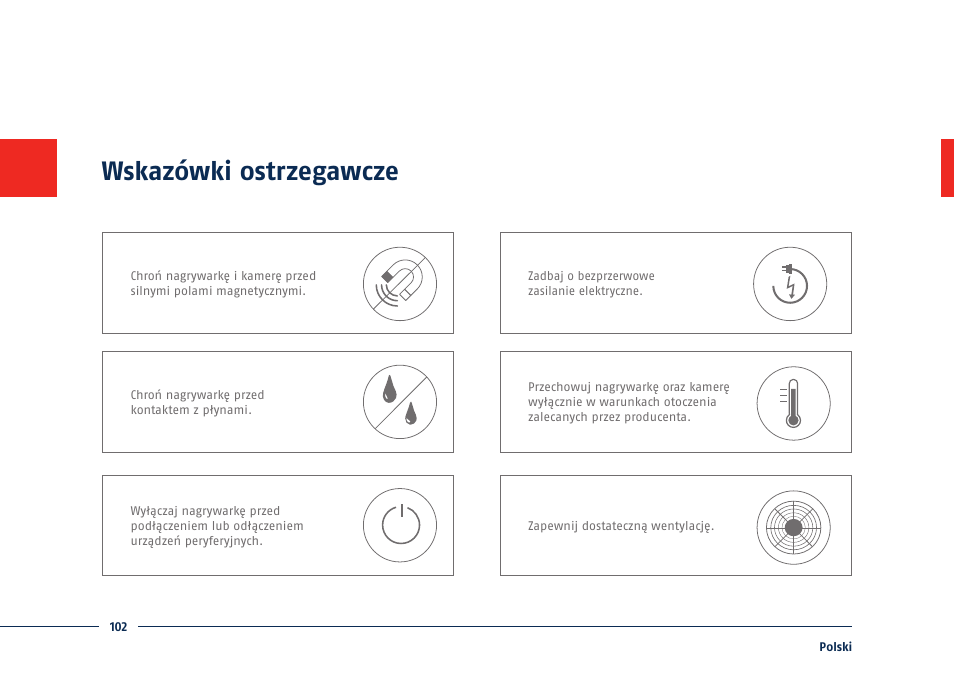 Wskazówki ostrzegawcze | ABUS TVVR30004 Quick operating instructions User Manual | Page 102 / 162