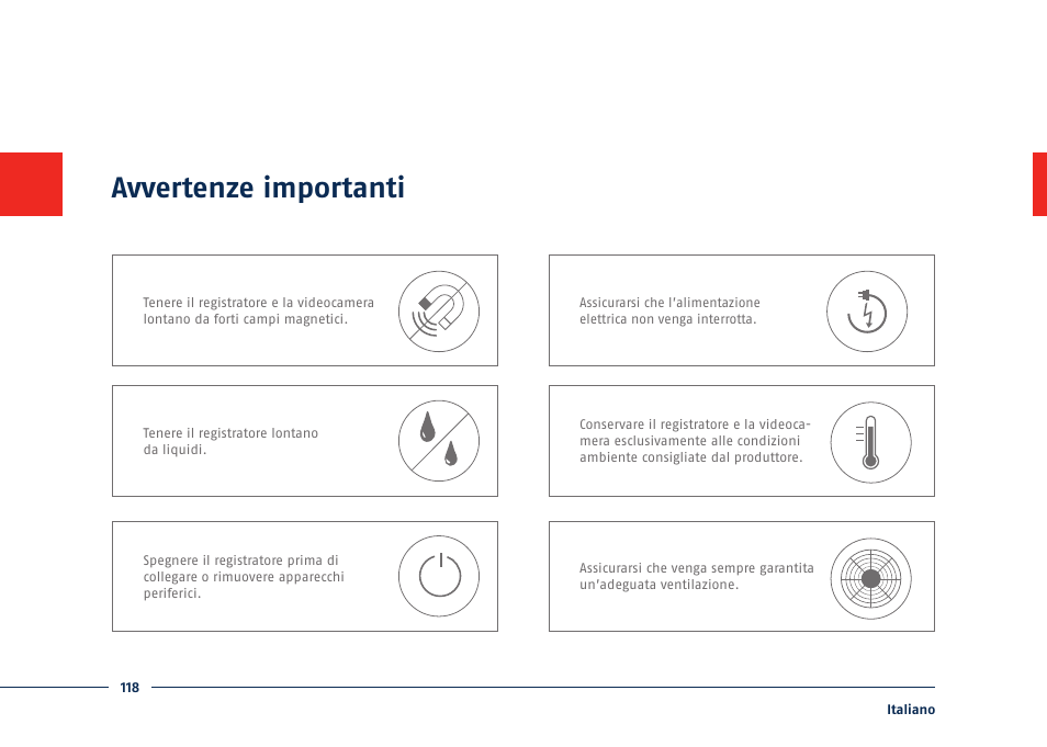 Avvertenze importanti | ABUS TVVR30004 Quick operating instructions User Manual | Page 118 / 162
