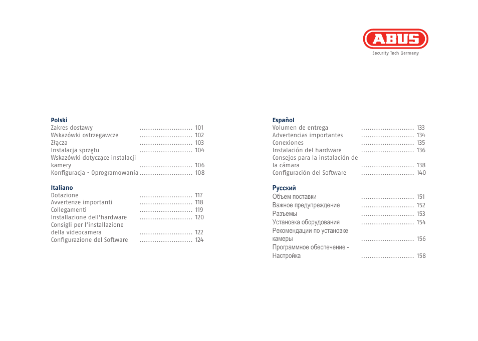 ABUS TVVR30004 Quick operating instructions User Manual | Page 3 / 162