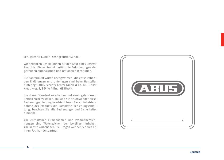 ABUS TVVR30004 Quick operating instructions User Manual | Page 4 / 162