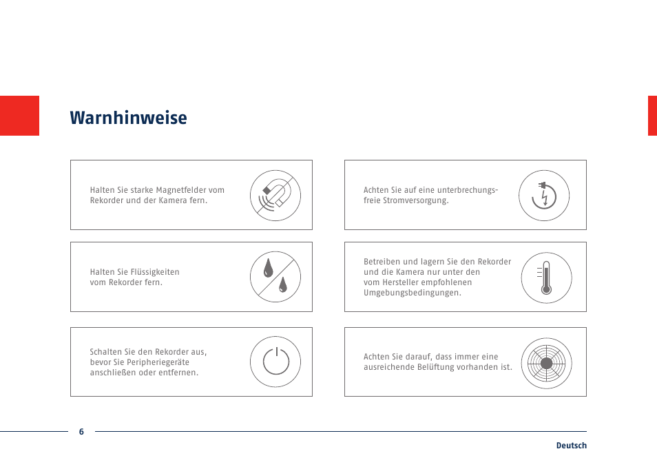 Warnhinweise | ABUS TVVR30004 Quick operating instructions User Manual | Page 6 / 162