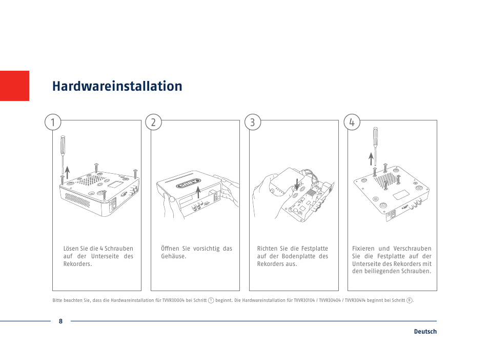 Hardwareinstallation | ABUS TVVR30004 Quick operating instructions User Manual | Page 8 / 162