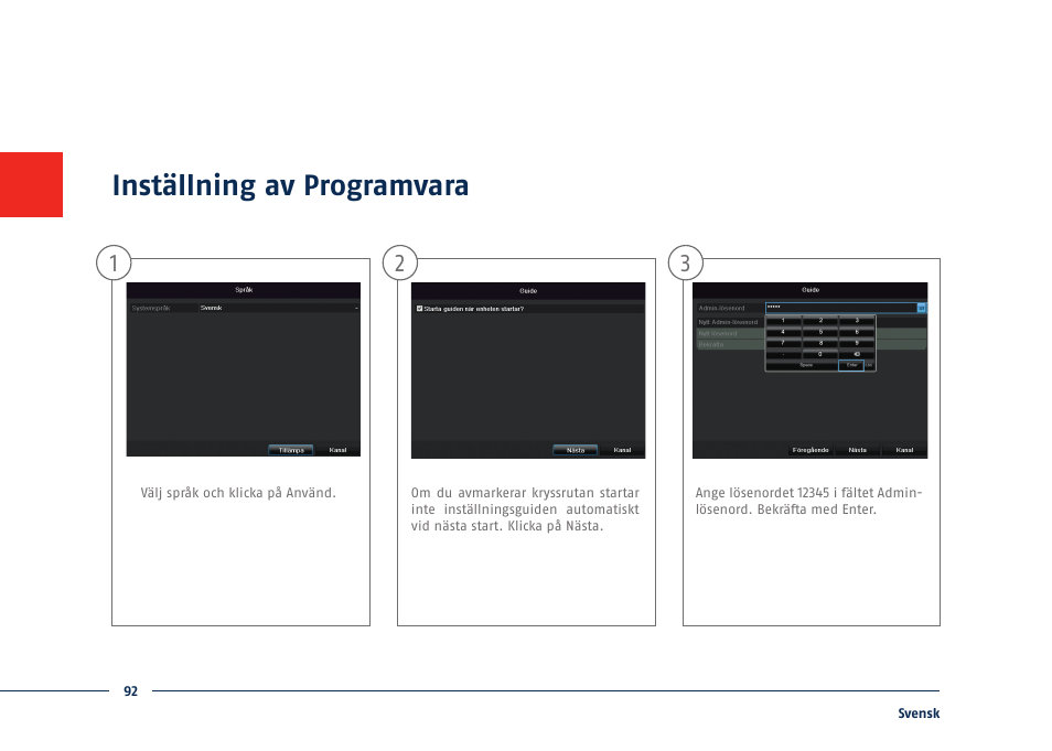 Inställning av programvara | ABUS TVVR30004 Quick operating instructions User Manual | Page 92 / 162