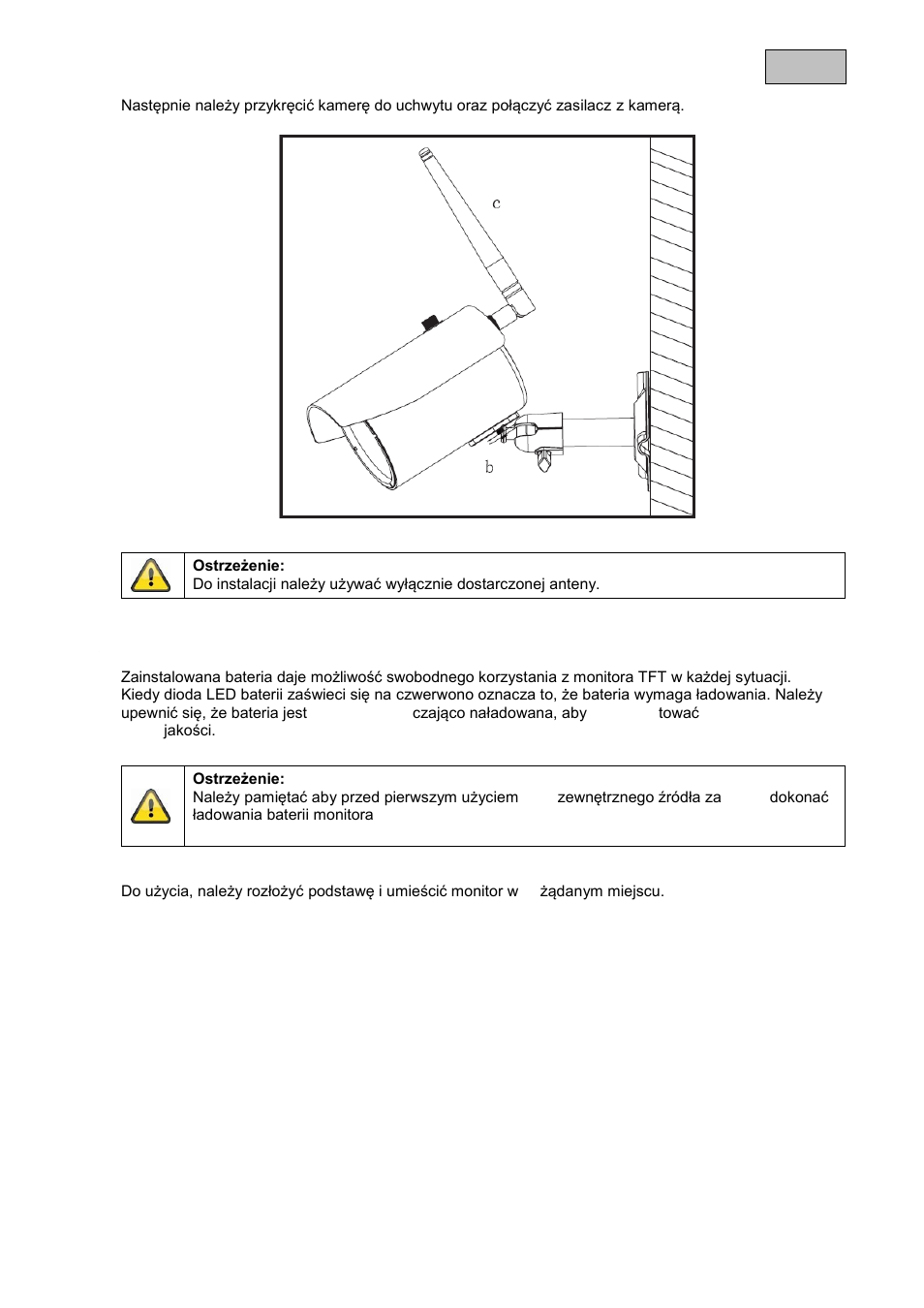 3 instalowanie monitora, Polski | ABUS TVAC15000B User Manual | Page 55 / 87