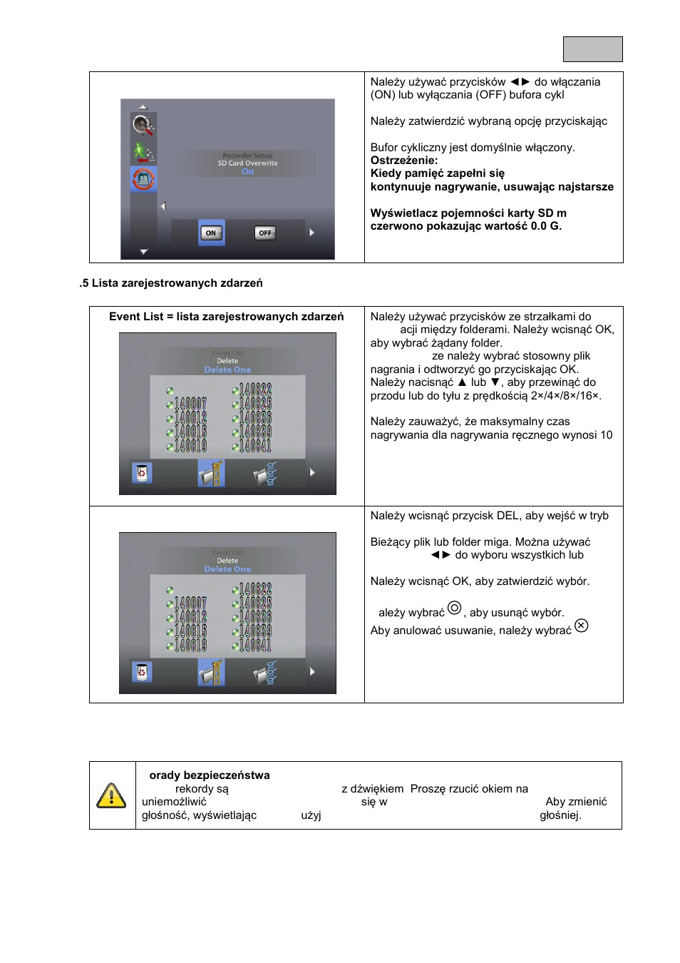 5 lista zarejestrowanych zdarzeń, Polski | ABUS TVAC15000B User Manual | Page 60 / 87