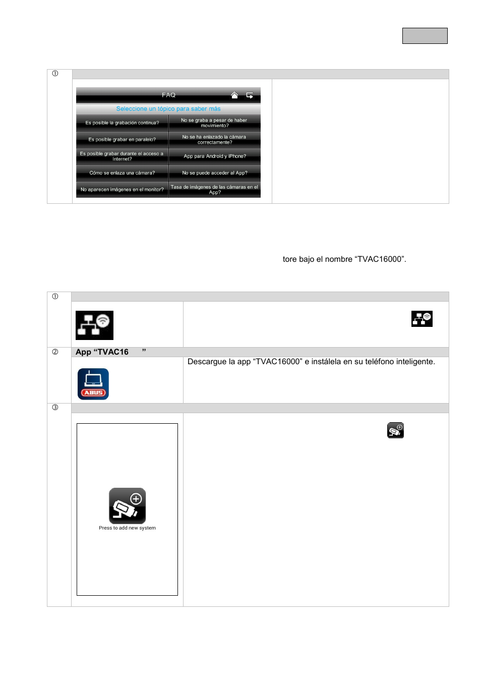 Solución de averías (faq), Selección de faq, Acceso remoto vía app | ABUS TVAC16000B User Manual | Page 130 / 139