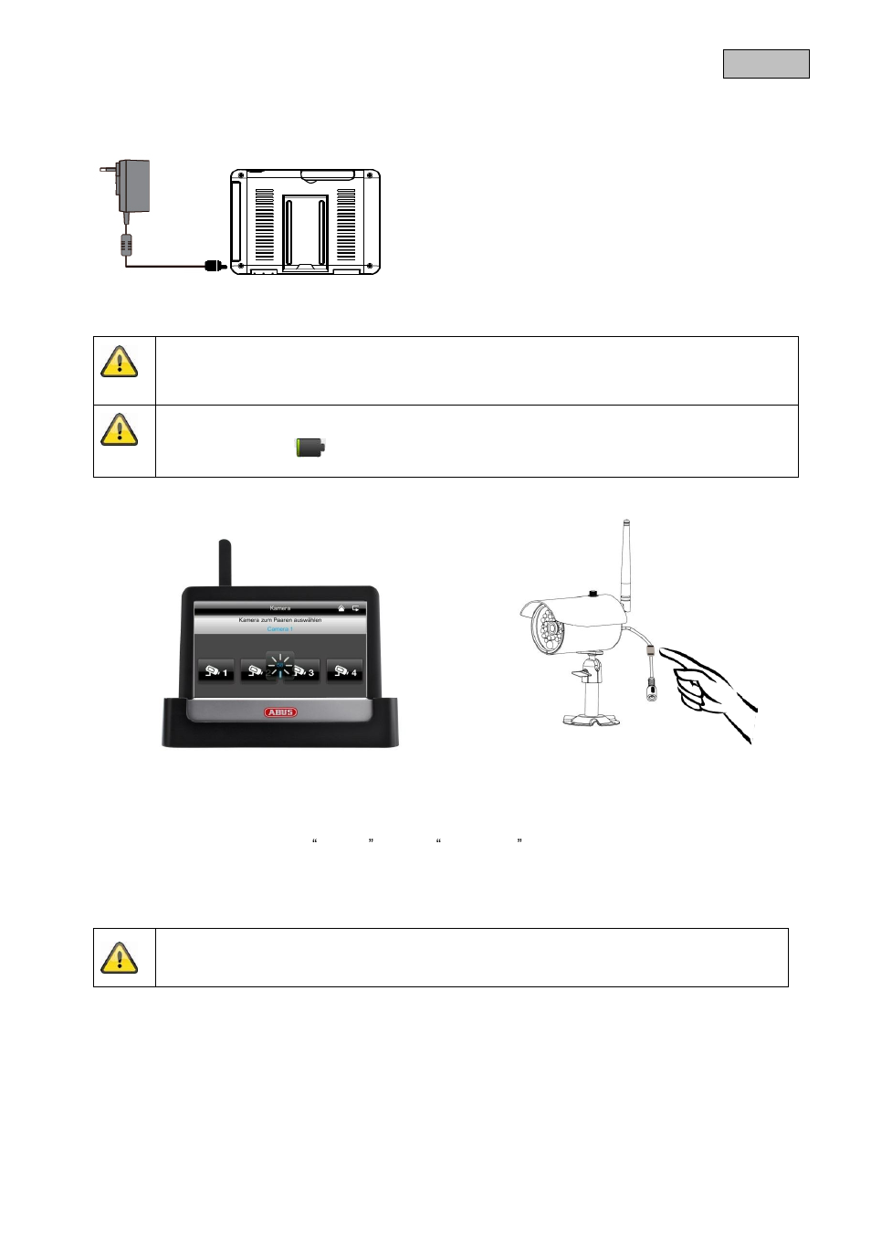 Installation, Monitorinstallation, Forbindelse af kameraet og monitoren | ABUS TVAC16000B User Manual | Page 78 / 139