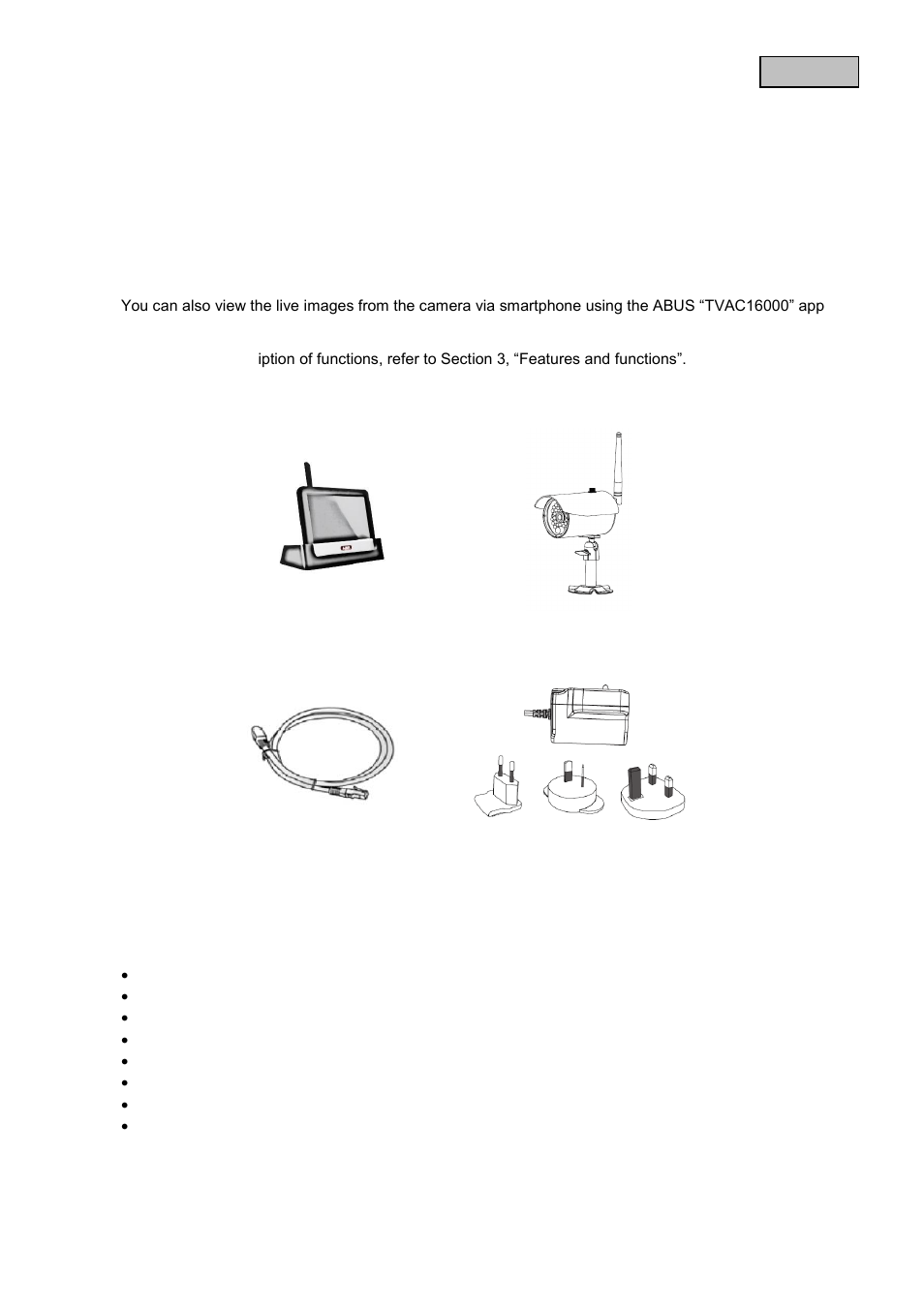 Intended use, Scope of delivery, Features and functions | ABUS TVAC16000B User Manual | Page 8 / 139
