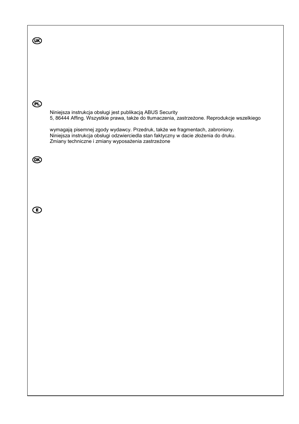 Imprint, Nota redakcyjna, Pie de imprenta | ABUS TVAC80010B User Manual | Page 68 / 68