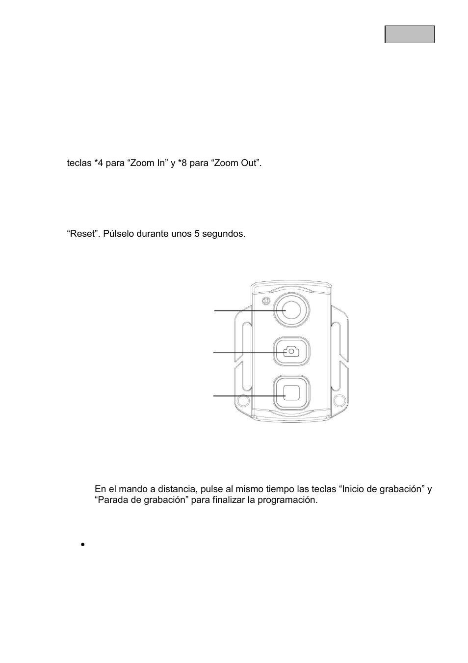 Mando a distancia, Inicio de la grabación, Disparador de fotos | Parada de grabación | ABUS TVVR11002 User Manual | Page 109 / 134