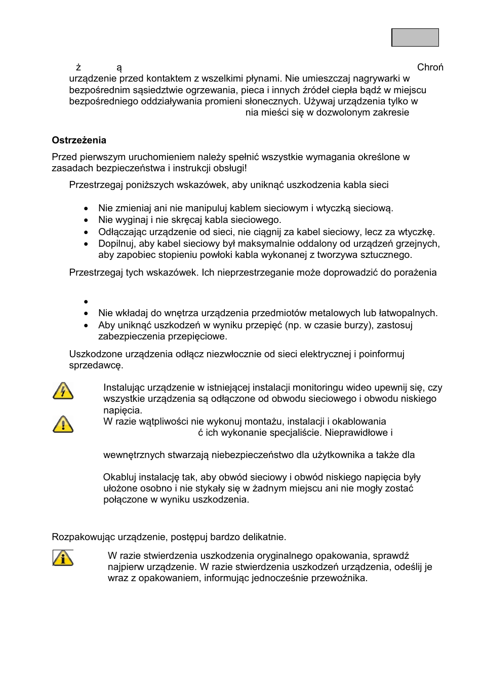Rozpakowanie | ABUS TVVR11002 User Manual | Page 88 / 134
