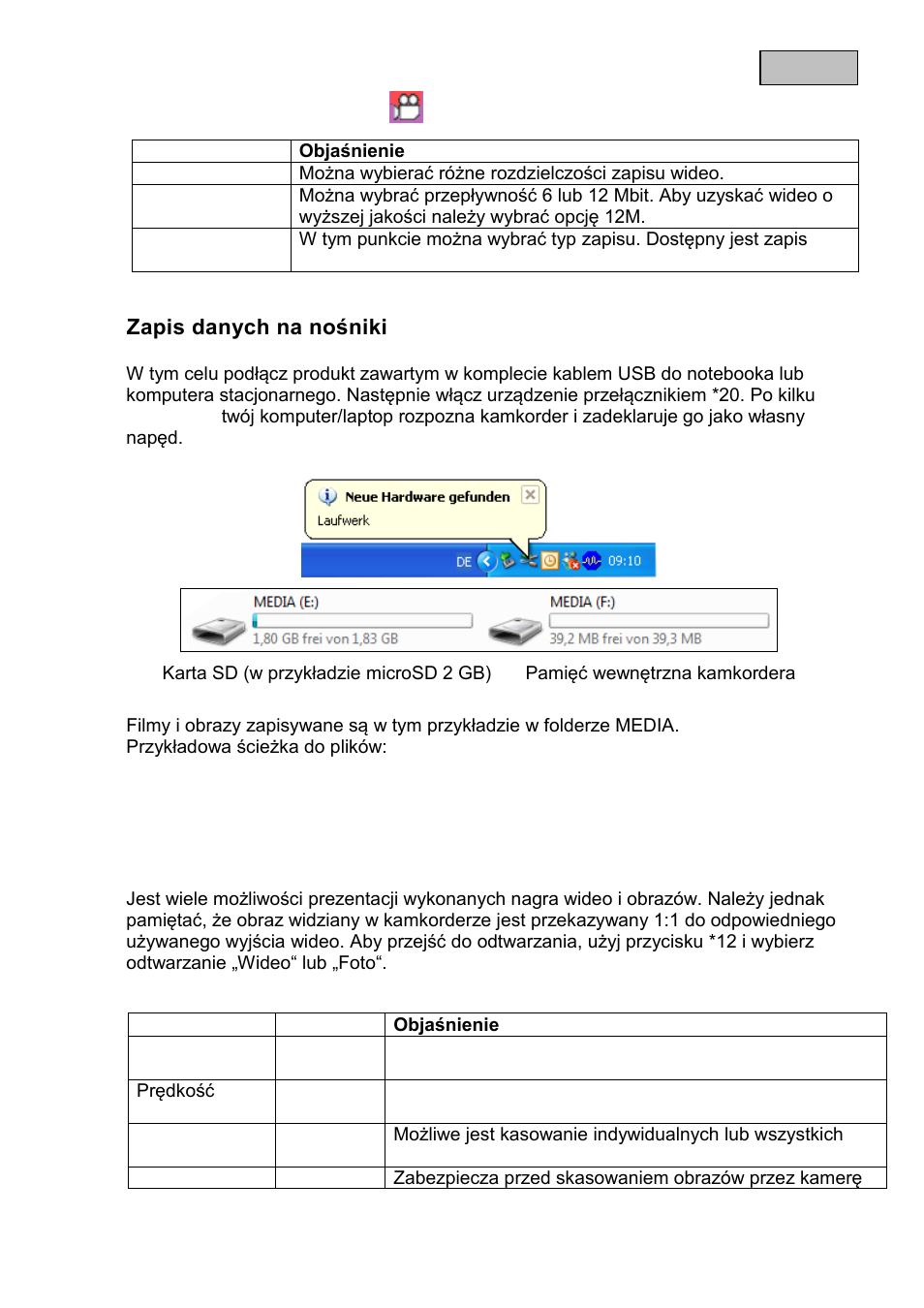 Zapis danych na nośniki, Odtwarzanie filmów i obrazów na odtwarzaczach | ABUS TVVR11002 User Manual | Page 98 / 134
