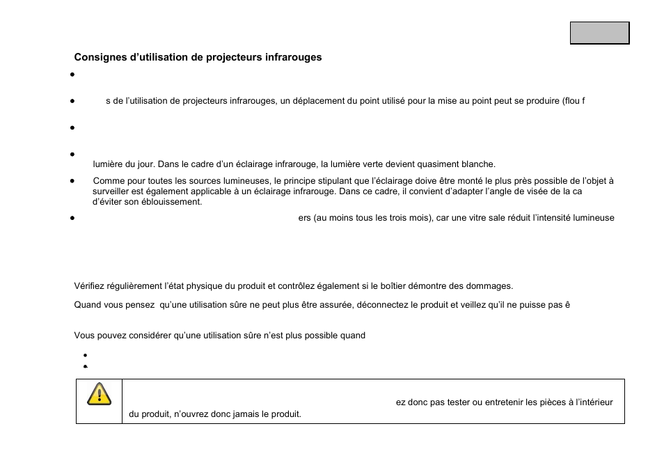 Consignes d’utilisation de projecteurs infrarouges, Entretien et nettoyage, Entretien | ABUS TVAC711x0 User Manual | Page 36 / 90