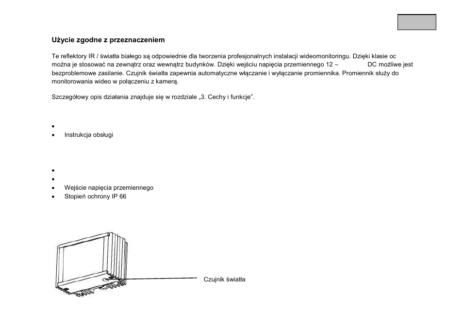Użycie zgodne z przeznaczeniem, Zakres dostawy, Cechy i funkcje | Opis promiennika | ABUS TVAC711x0 User Manual | Page 70 / 90