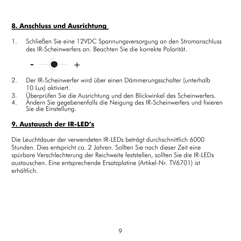 ABUS TV6700 User Manual | Page 9 / 60