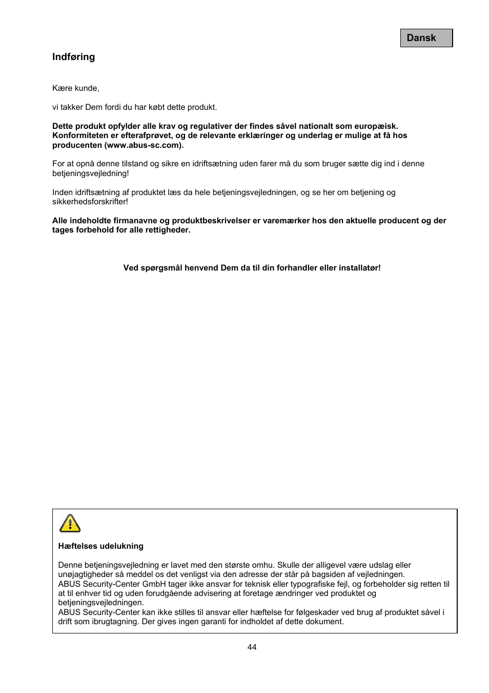 ABUS TVAC35500–TVAC35520 User Manual | Page 44 / 52