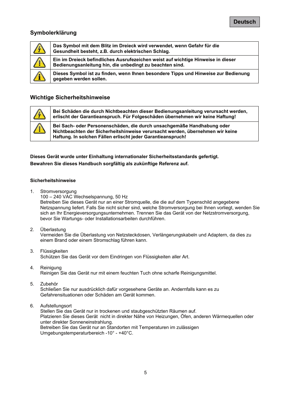 ABUS TVAC35500–TVAC35520 User Manual | Page 5 / 52