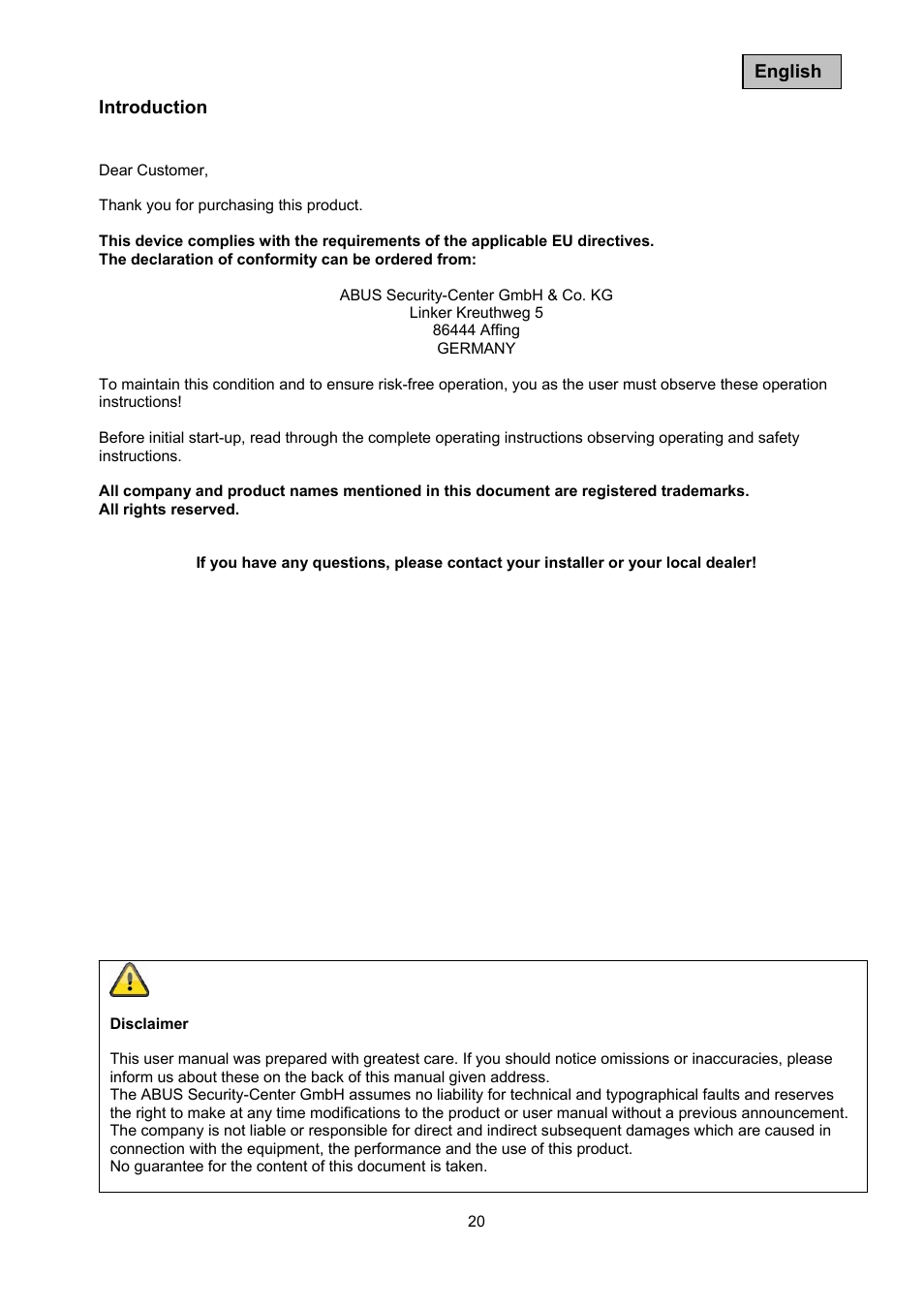 ABUS TVAC10041 Operating instructions User Manual | Page 20 / 99