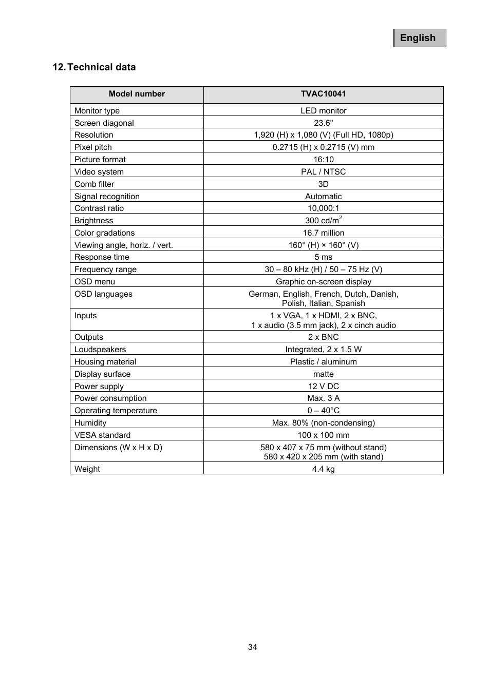 ABUS TVAC10041 Operating instructions User Manual | Page 34 / 99