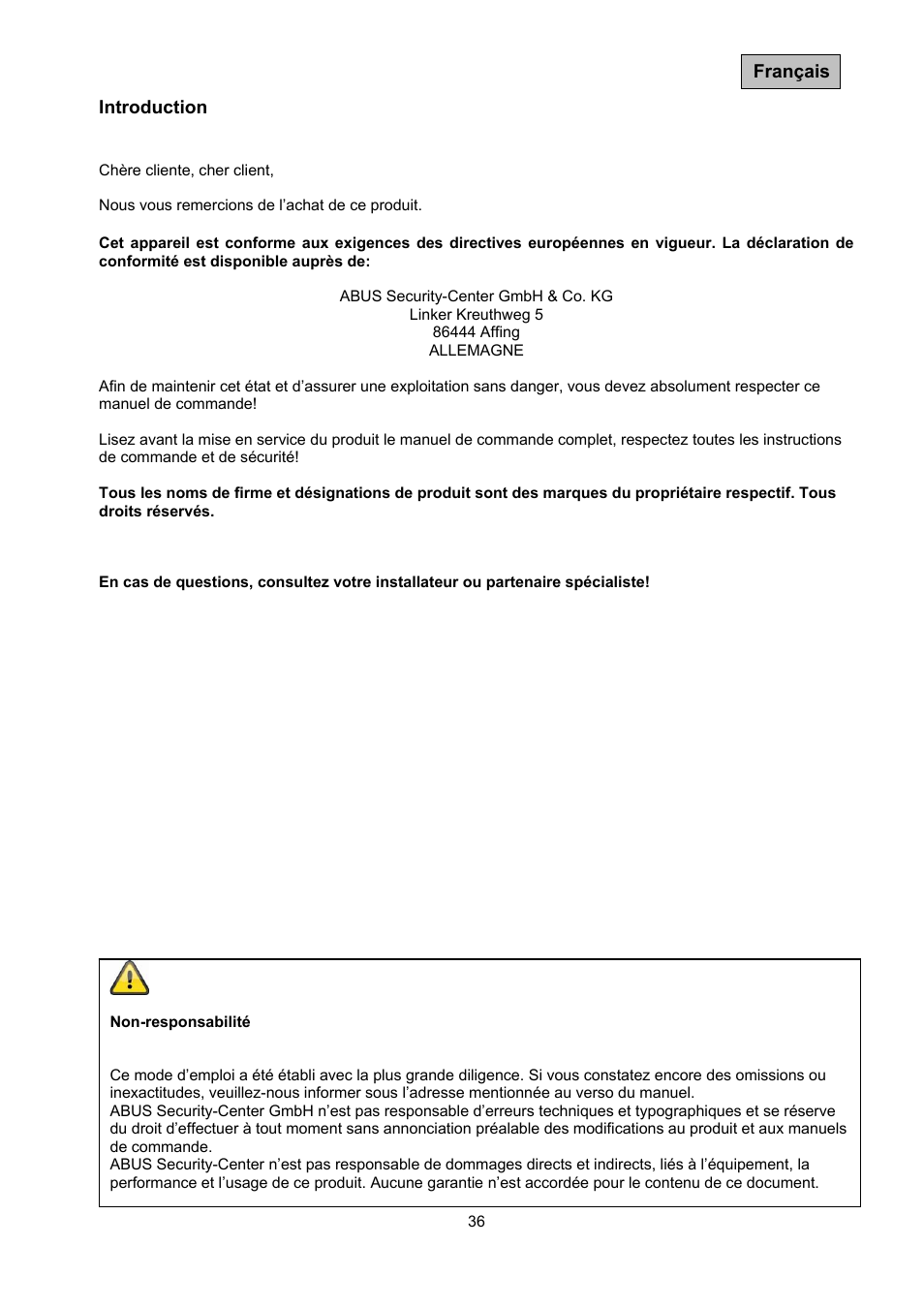 ABUS TVAC10041 Operating instructions User Manual | Page 36 / 99