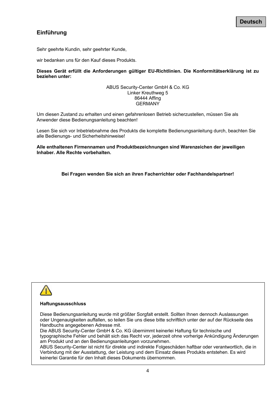 ABUS TVAC10041 Operating instructions User Manual | Page 4 / 99