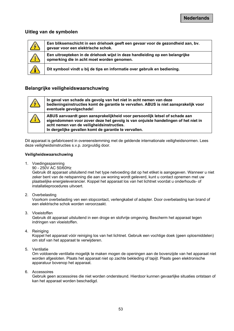 ABUS TVAC10041 Operating instructions User Manual | Page 53 / 99