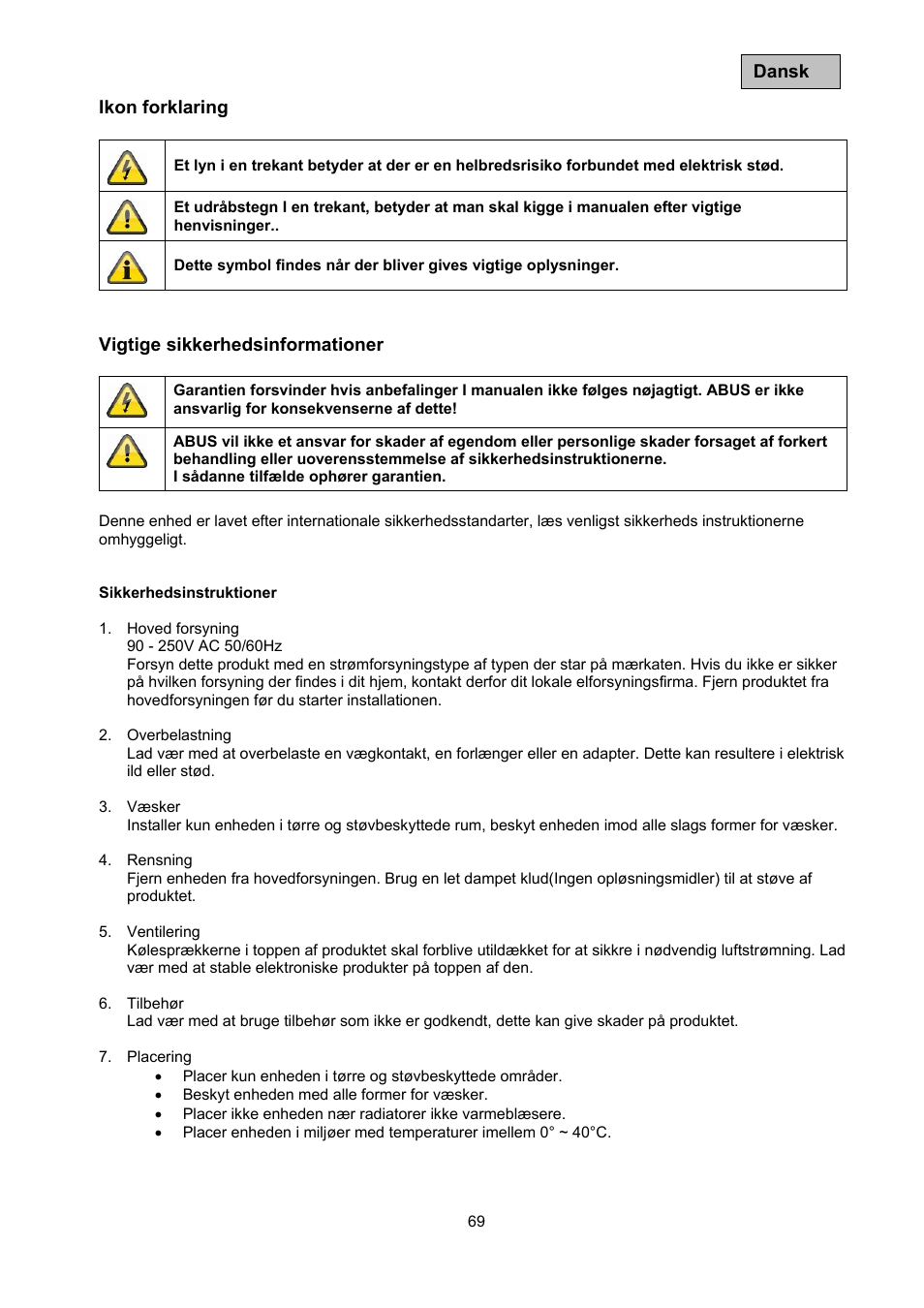 ABUS TVAC10041 Operating instructions User Manual | Page 69 / 99