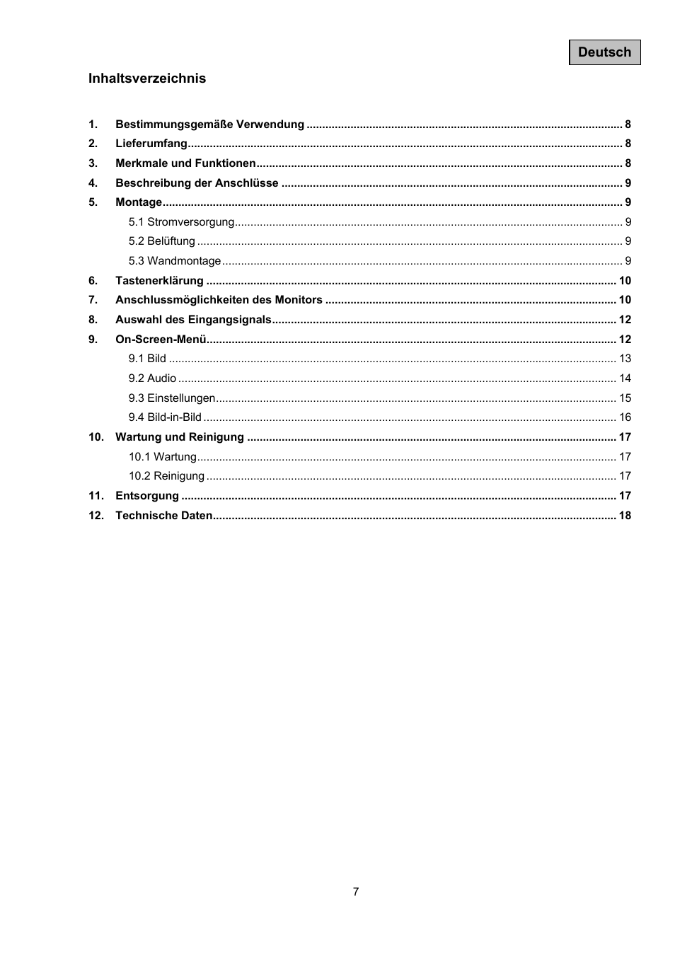 Deutsch inhaltsverzeichnis | ABUS TVAC10041 Operating instructions User Manual | Page 7 / 99
