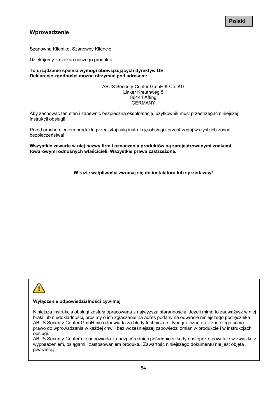 ABUS TVAC10041 Operating instructions User Manual | Page 84 / 99
