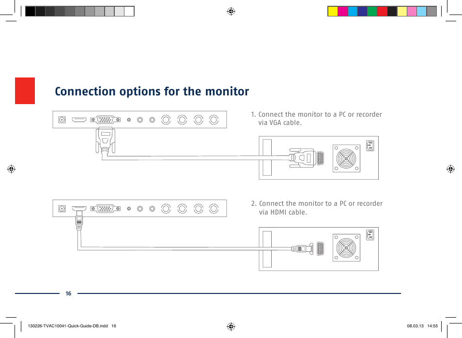 Connection options for the monitor | ABUS TVAC10041 Quick operating instructions User Manual | Page 16 / 50