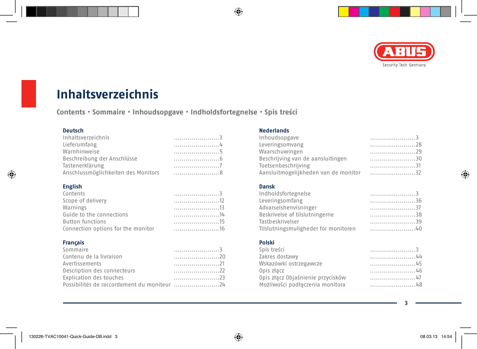 ABUS TVAC10041 Quick operating instructions User Manual | Page 3 / 50