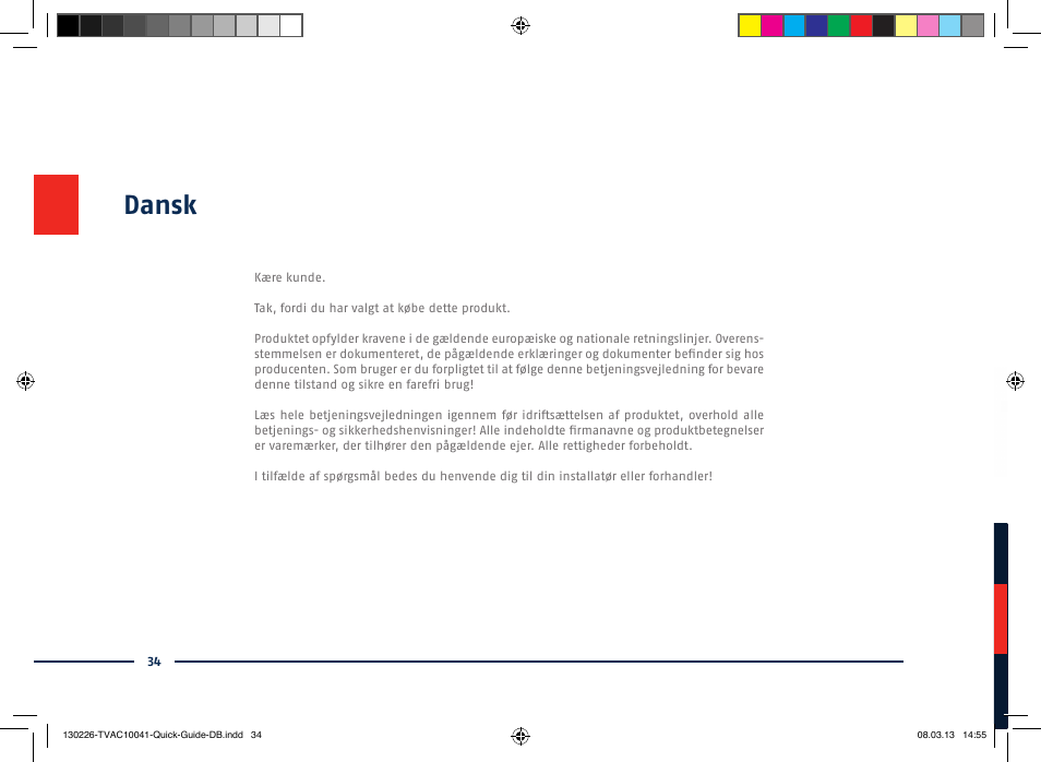 Dansk | ABUS TVAC10041 Quick operating instructions User Manual | Page 34 / 50