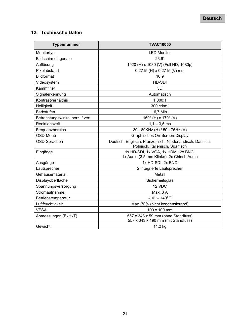 ABUS TVAC10050 Operating instructions User Manual | Page 21 / 117