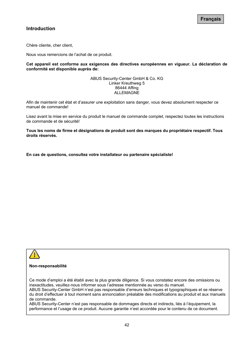 ABUS TVAC10050 Operating instructions User Manual | Page 42 / 117