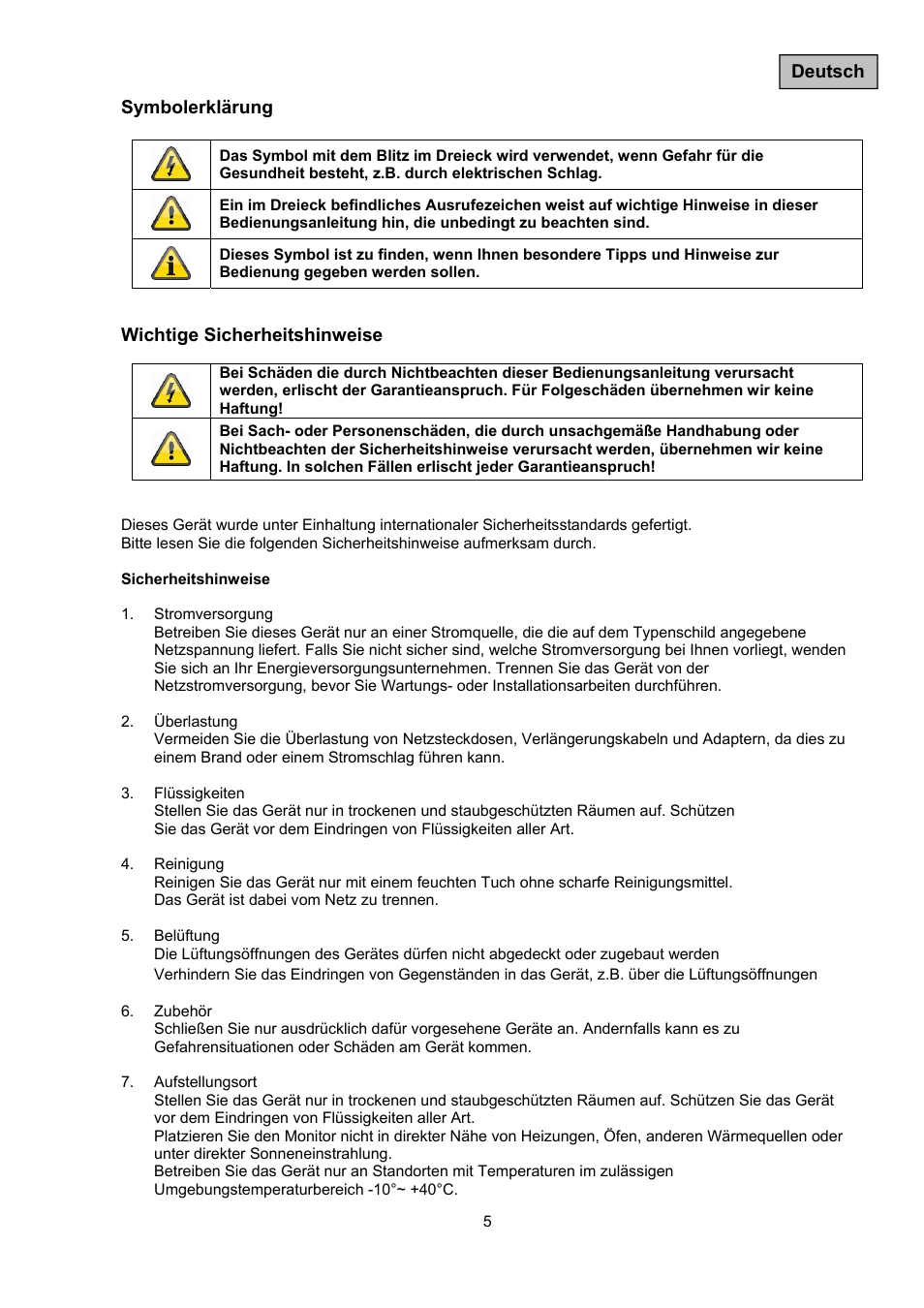ABUS TVAC10050 Operating instructions User Manual | Page 5 / 117