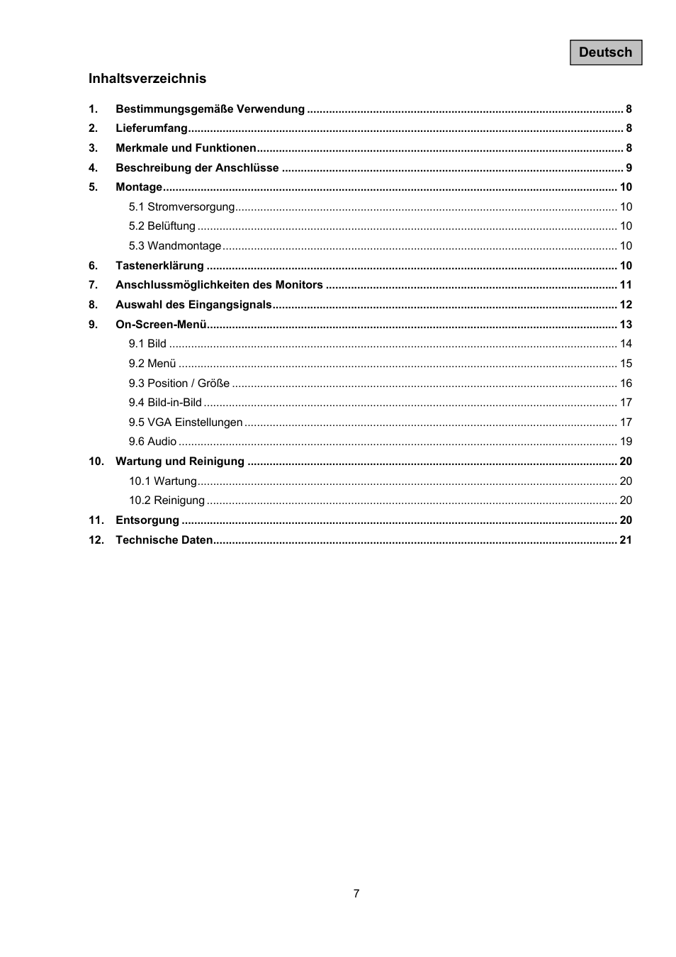 Deutsch inhaltsverzeichnis | ABUS TVAC10050 Operating instructions User Manual | Page 7 / 117