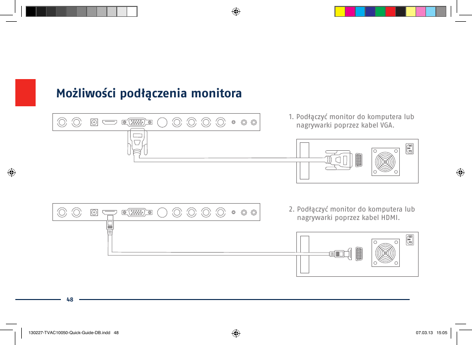 Możliwości podłączenia monitora | ABUS TVAC10050 Quick operating instructions User Manual | Page 48 / 50